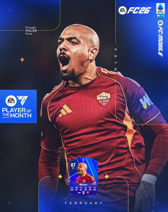 金年会首页-4场4球,意甲官方:罗马前锋马伦当选联赛2月最佳球员